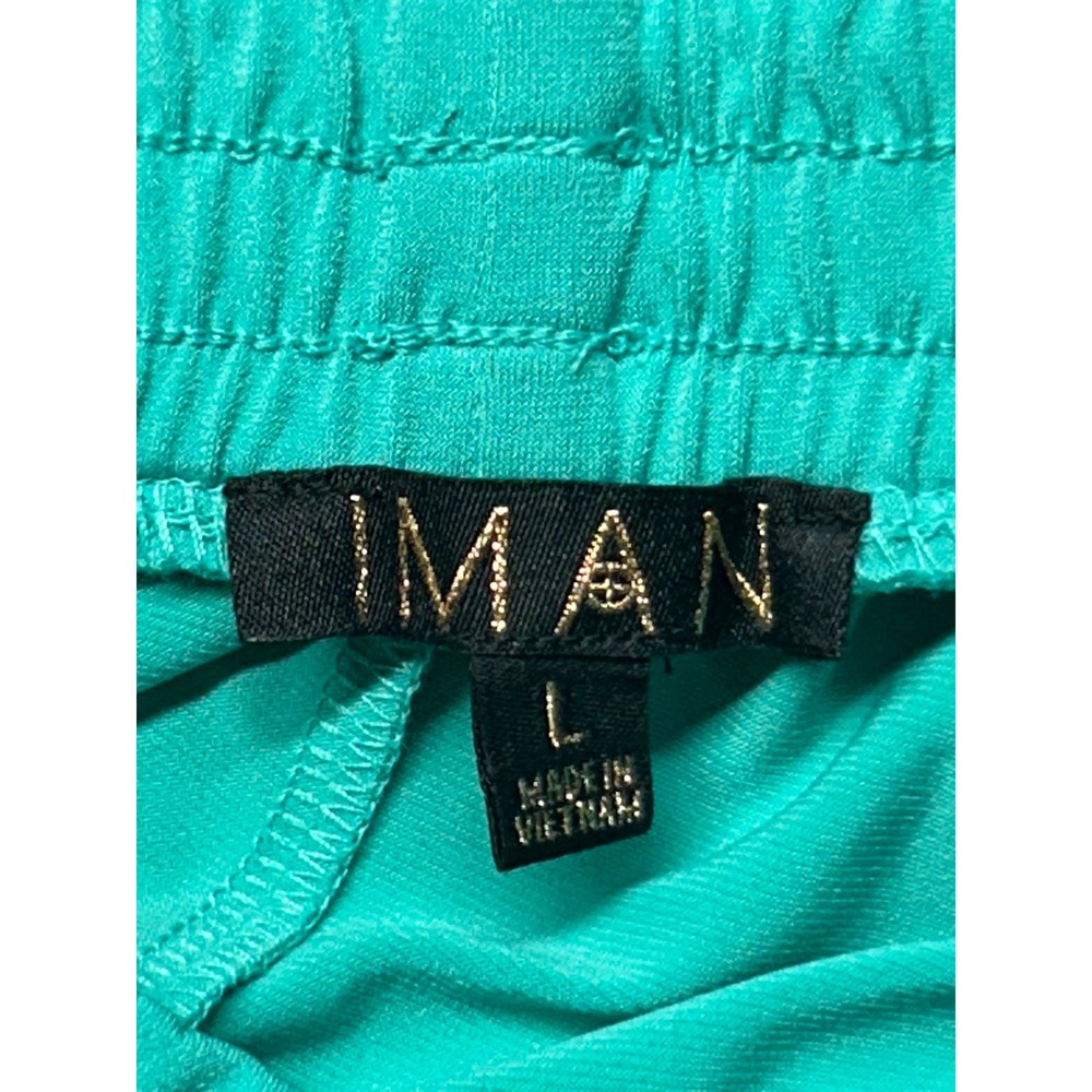 IMAN Ankle Pants Womens L Green Elastic Waist Pull On Slacks Casual Stretch - Picture 13 of 14